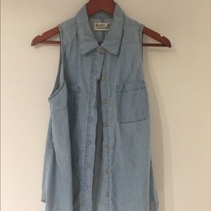 Sleeveless Denim Button Down